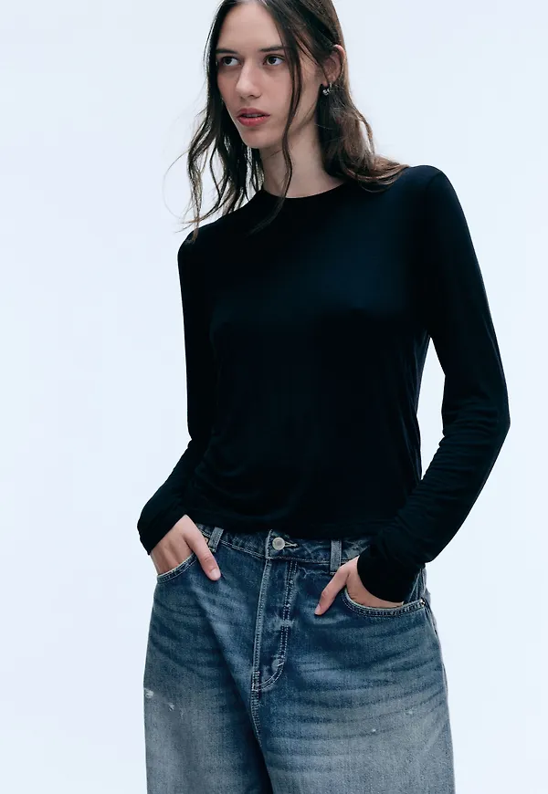 Sheer long-sleeve T-shirt