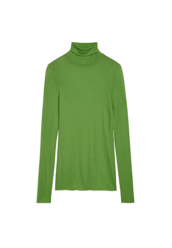 Sheer Merino Wool Roll-Neck - Green