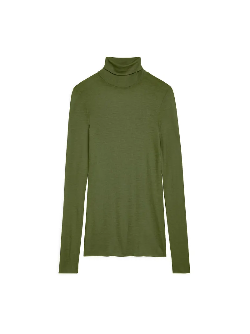 Sheer Merino Wool Roll-Neck - Green