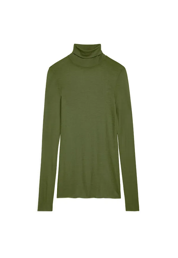 Sheer Merino Wool Roll-Neck - Green