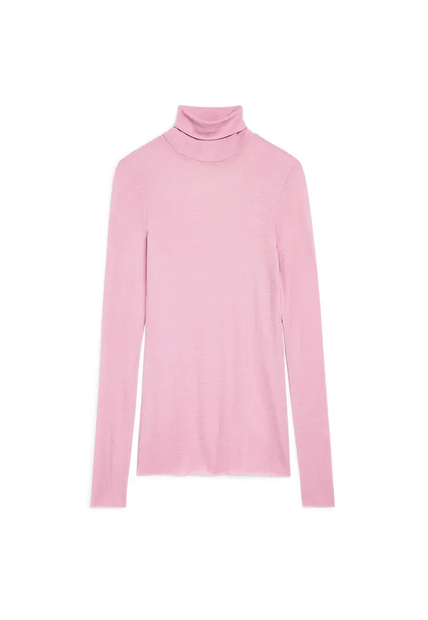 Sheer Merino Wool Roll-Neck - Pink