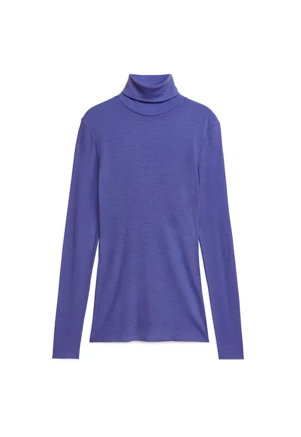 Sheer Merino Wool Roll-Neck - Purple