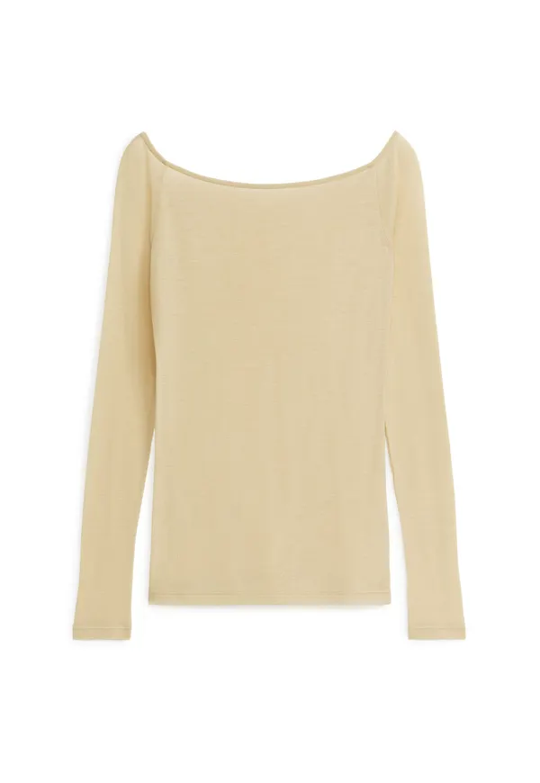 Sheer Off-Shoulder Top - Yellow