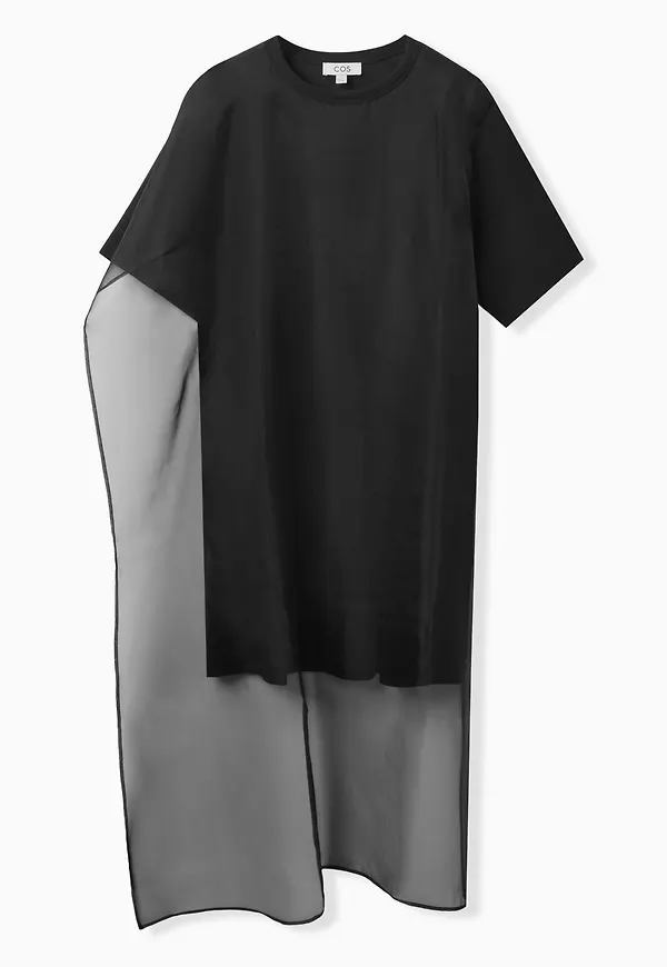 SHEER PANEL T-SHIRT DRESS