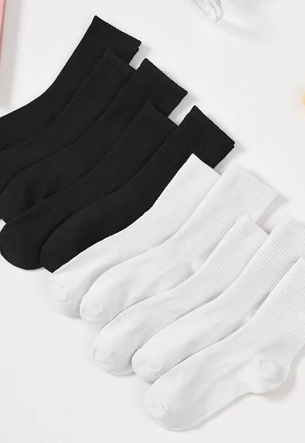 Shein 10pairs Solid Crew Socks