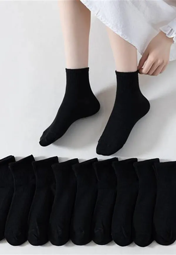 Shein 10pairs Solid Crew Socks