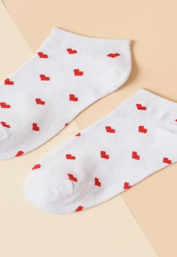 Shein 2pairs Heart Pattern Ankle Socks