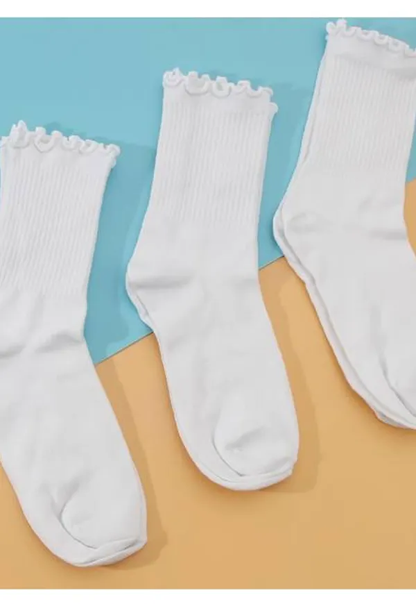 Shein 3pairs Frill Trim Crew Socks