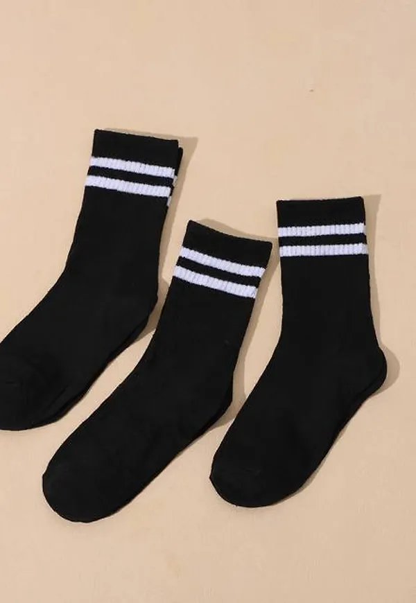 Shein 3pairs Striped Pattern Crew Socks