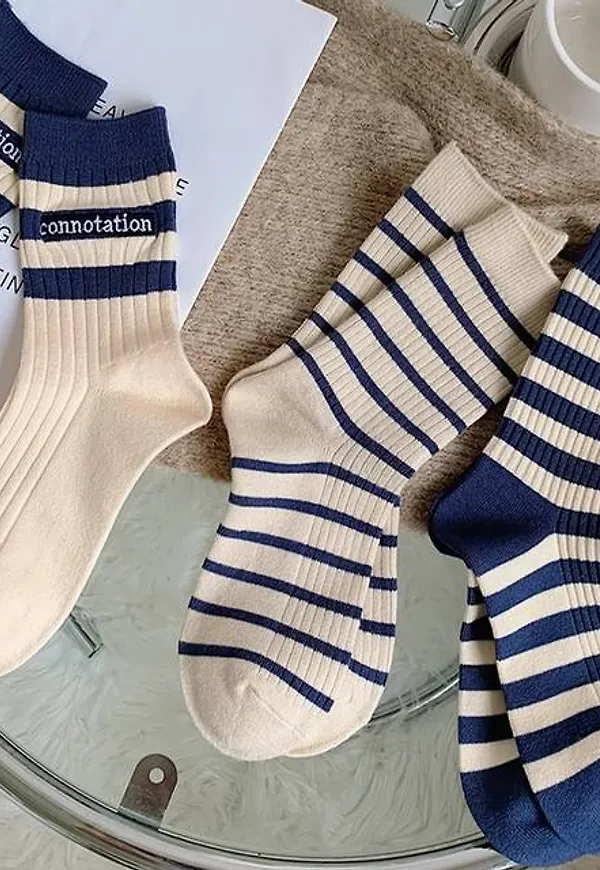 Shein 3pairs Striped Pattern Crew Socks