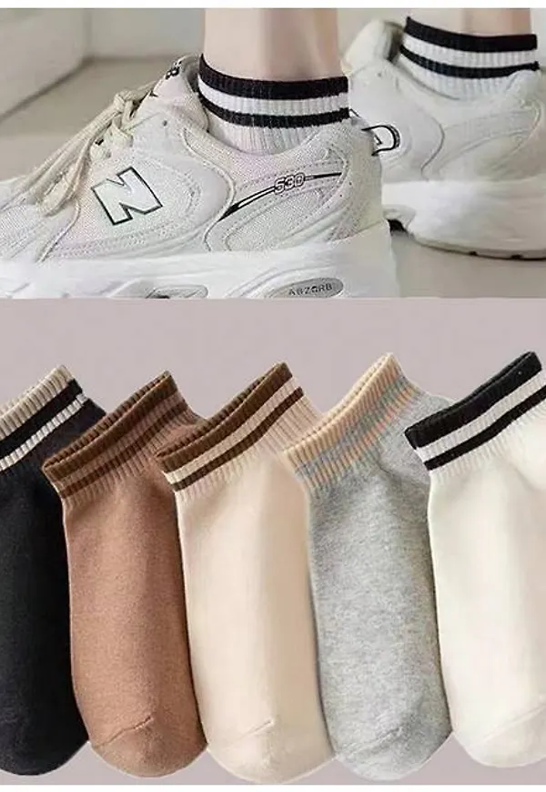 Shein 5pairs Striped Pattern Ankle Socks