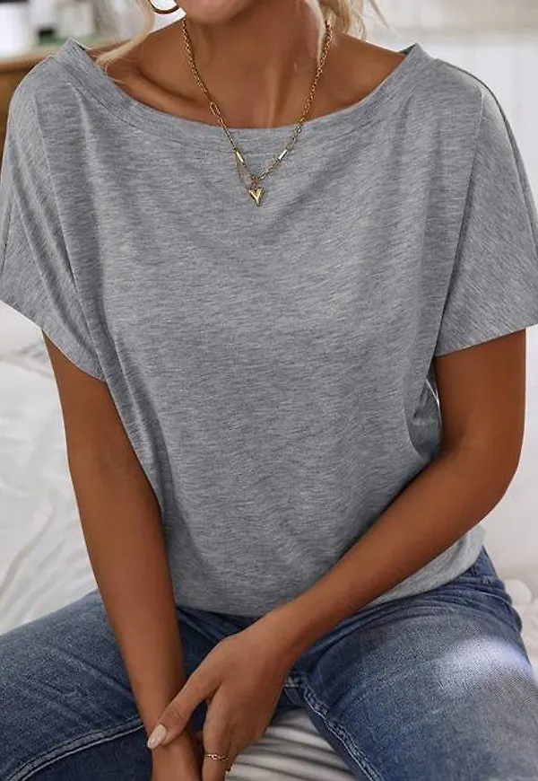 Shein Batwing Sleeve Solid Tee