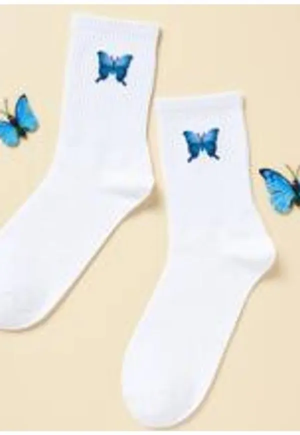 Shein Butterfly Print Crew Socks