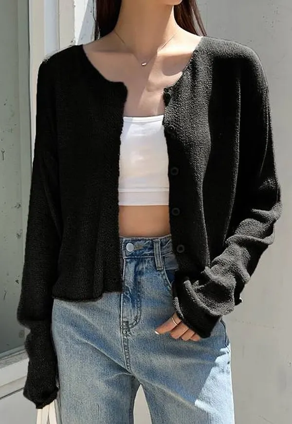 Shein Button Front Drop Shoulder Cardigan