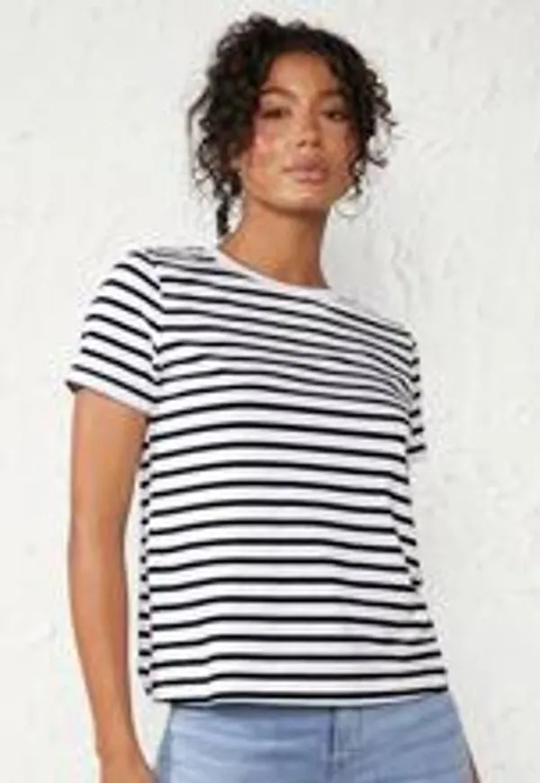 Shein Cotton Striped Print Tee
