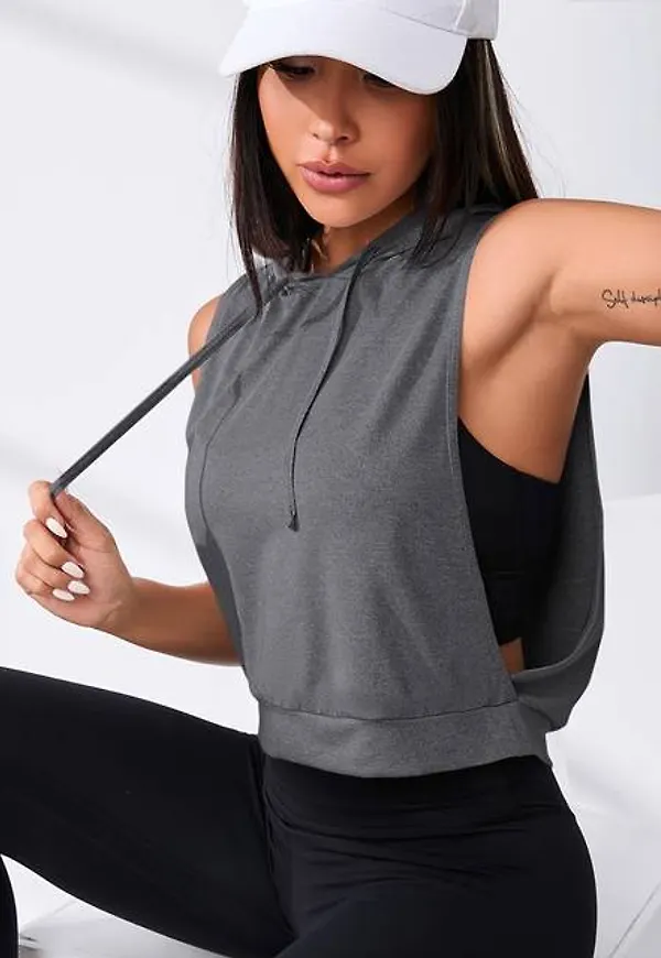 Shein Cut Out Drawstring Sports Hoodie