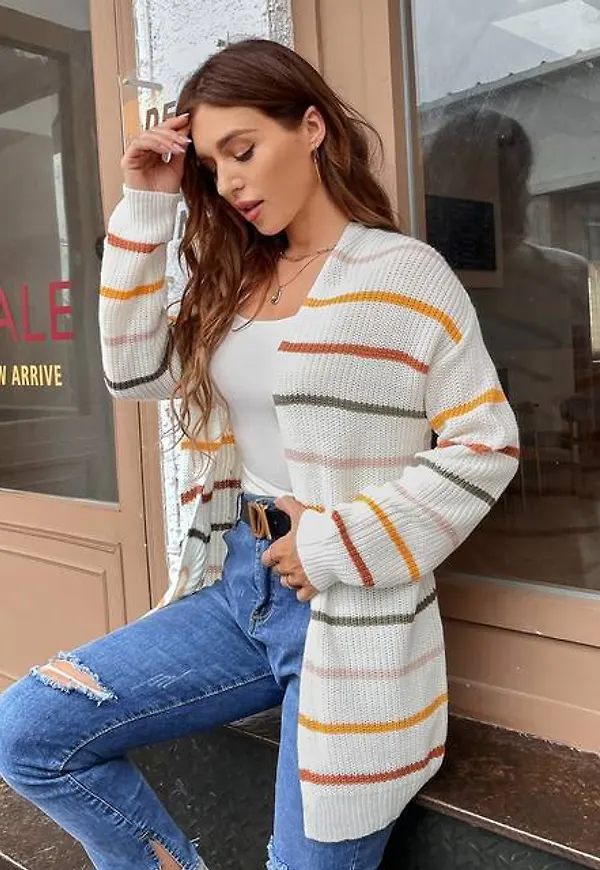 Shein Drop Shoulder Striped Cardigan
