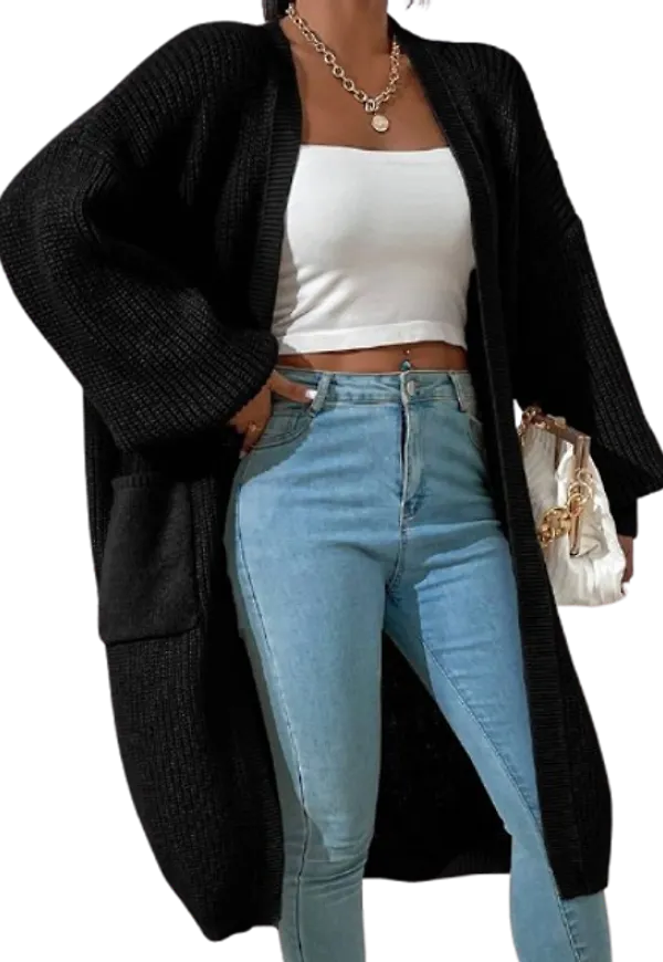 Shein Essnce Dual Pocket Drop Shoulder Cardigan