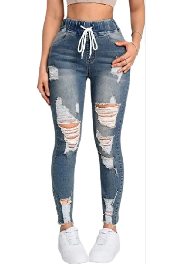 Shein Essnce Ripped Slim Fit Denim Pants