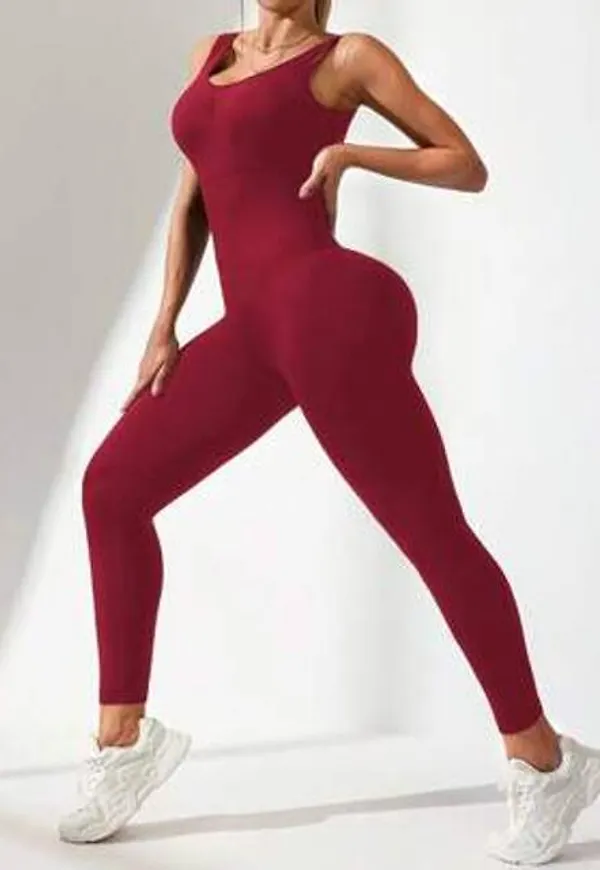 Shein Fashionabla Jumpsuit För Sommarsporter - Röd