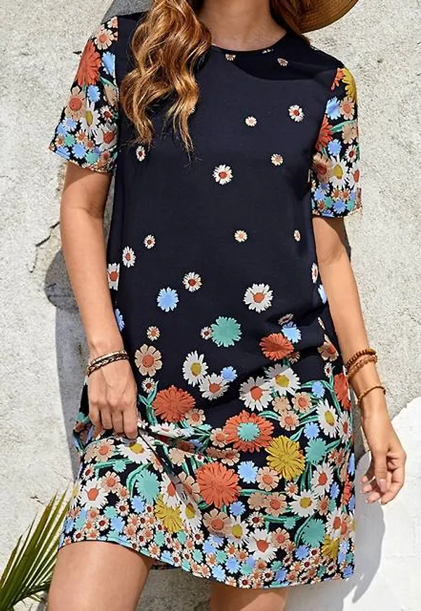 Shein Floral Print Tunic Dress