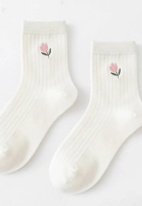 Shein Flower Print Crew Socks