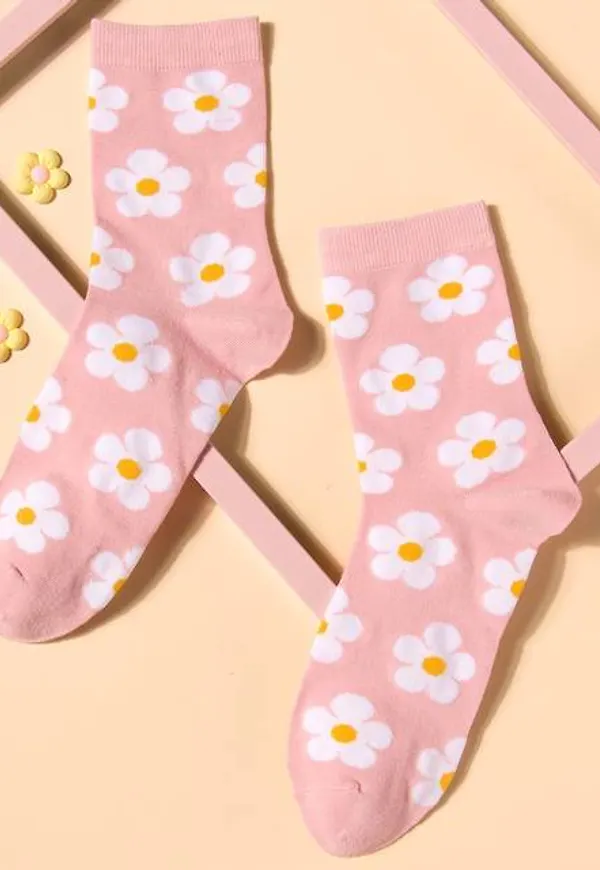 Shein Flower Print Crew Socks
