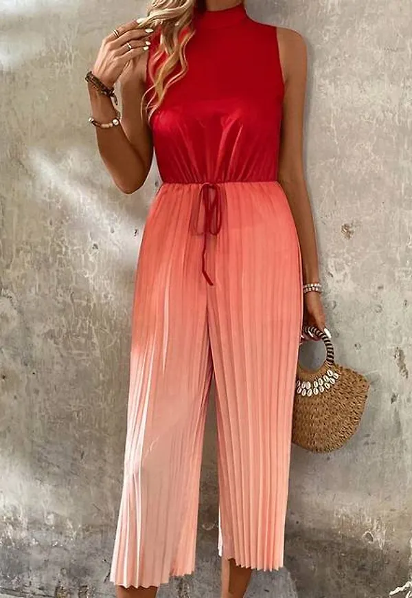 Shein Gradient Drawstring Waist Straight Jumpsuit