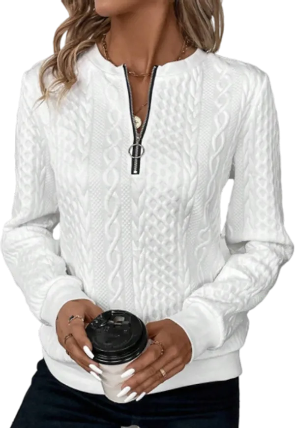 Shein Half Zip Cable Knit Sweatshirt