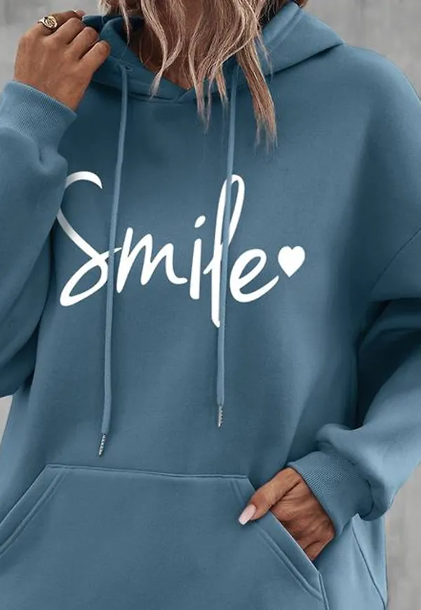 Shein Heart & Letter Graphic Drawstring Hoodie
