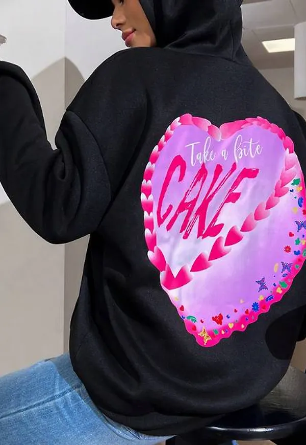 Shein Heart & Letter Graphic Drop Shoulder Hoodie