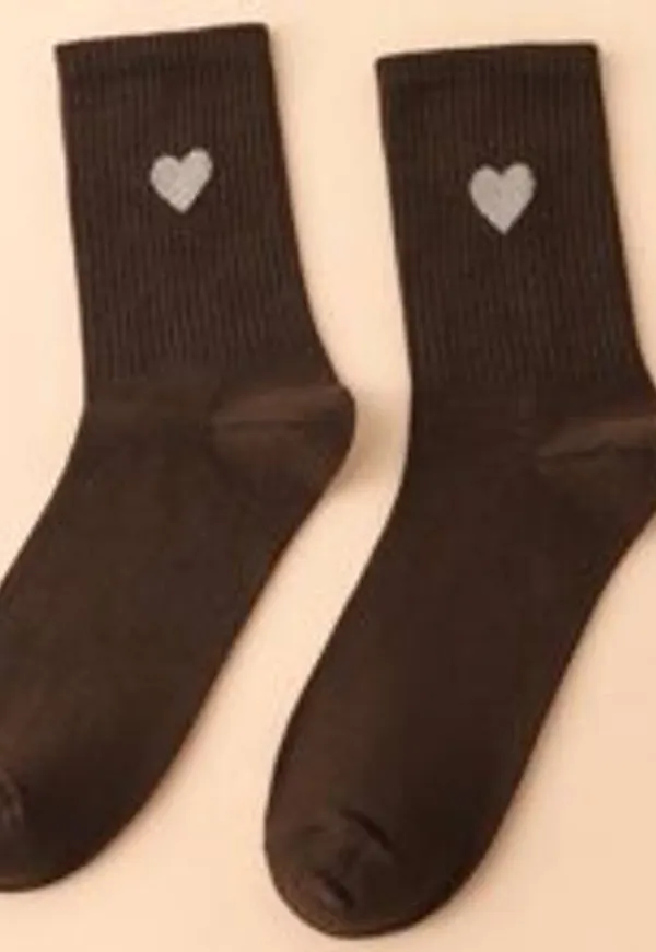 Shein Heart Print Crew Socks