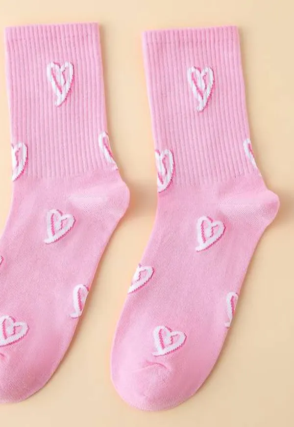 Shein Heart Print Crew Socks