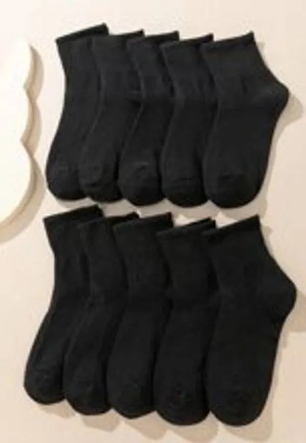 Shein Herr Best Socks Solid Crew - Svart