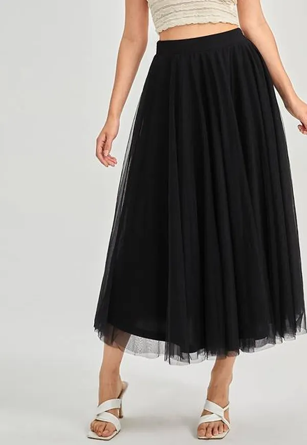 Shein High Waist Mesh Flare Skirt
