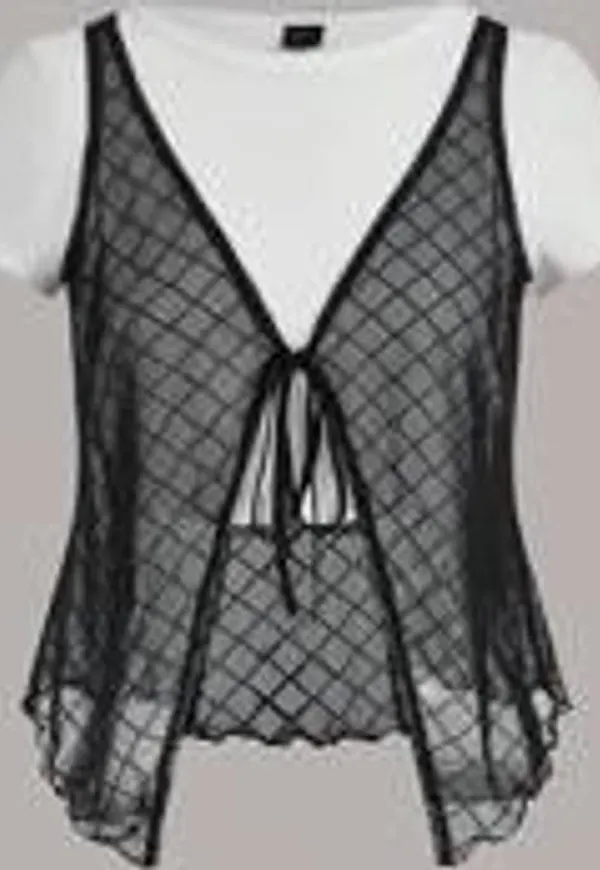 Shein In Tie Front Mesh Tee