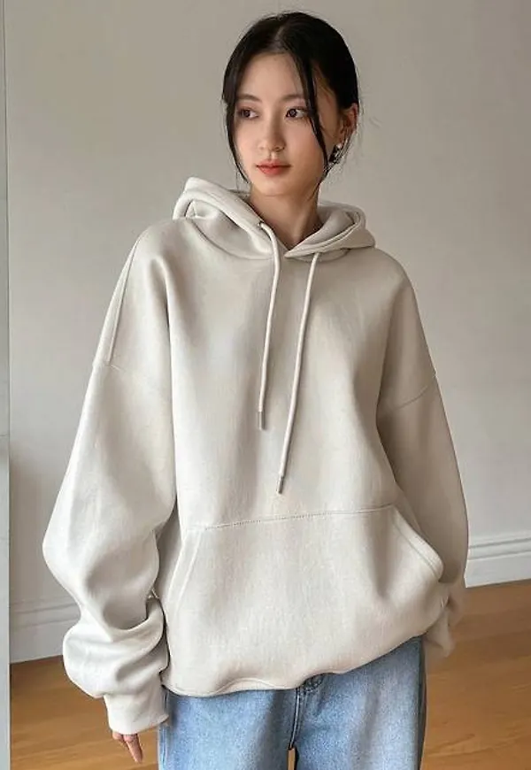 Shein Kangaroo Pocket Drop Shoulder Drawstring Hoodie