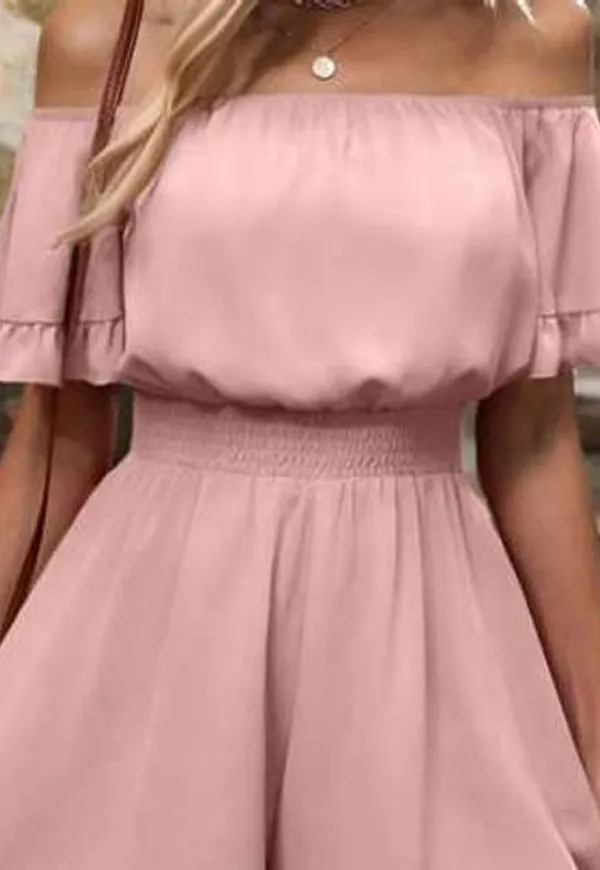 Shein Kvinnor Off Shoulder Jumpsuit - Rosa