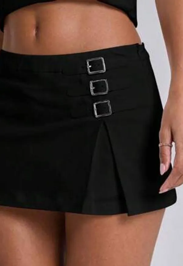 Shein Kvinnors Sommar Casual Enfärgad Slit Mini Kjol - Svart