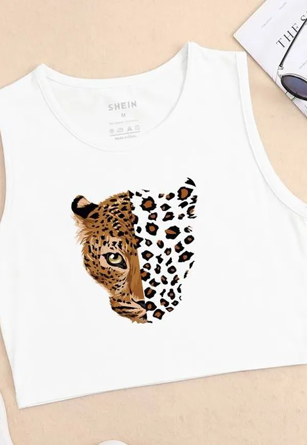 Shein Leopard Print Crop Tank Top