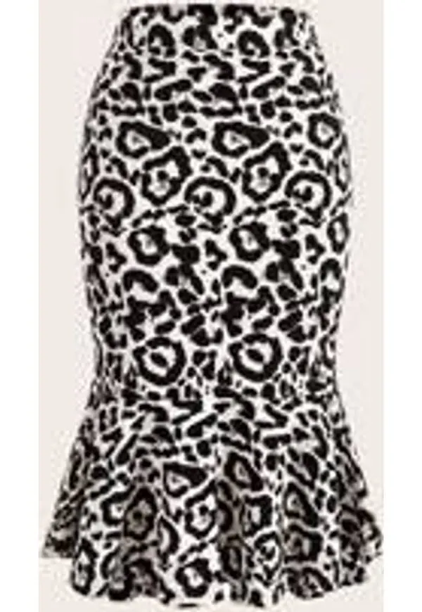 Shein Leopard Print Fish Tail Hem Skirt