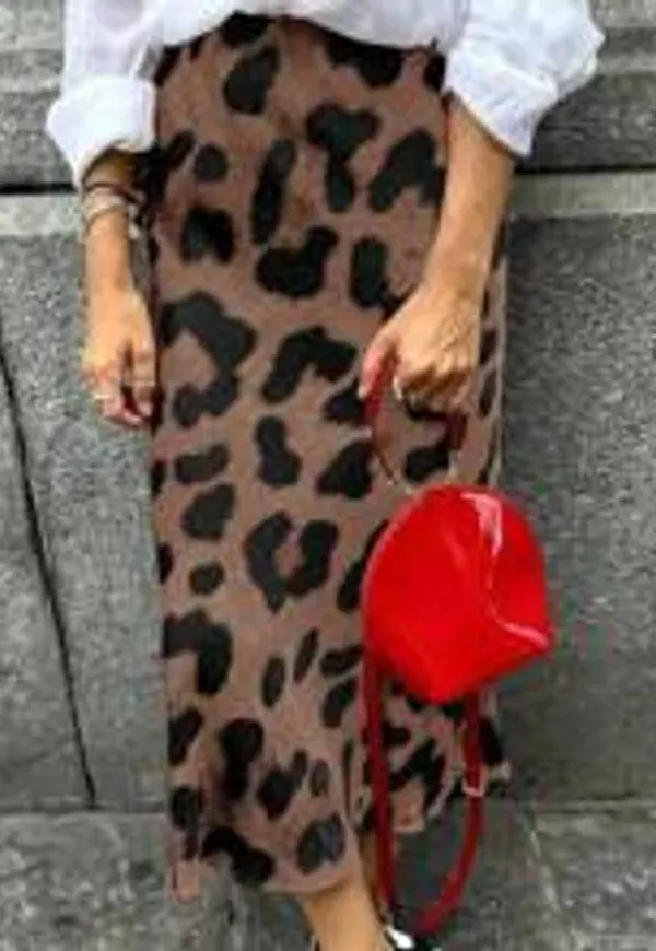 Shein Leopard Print Straight Skirt For Summer
