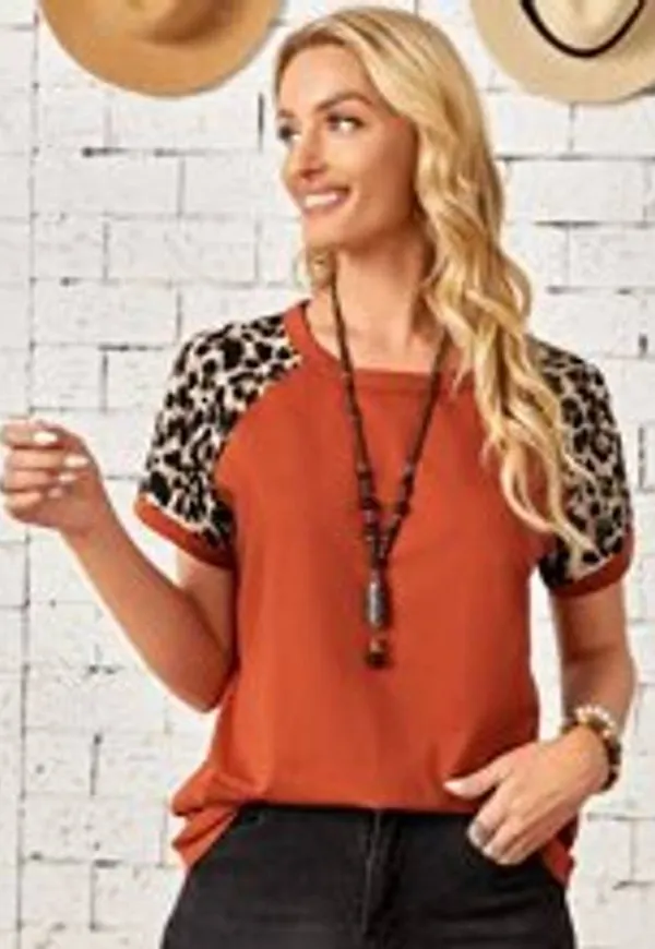 Shein Leopard Raglan Sleeve Tee