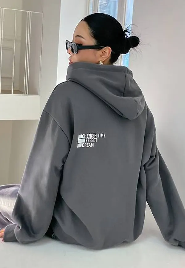 Shein Letter Graphic Drop Shoulder Drawstring Hoodie