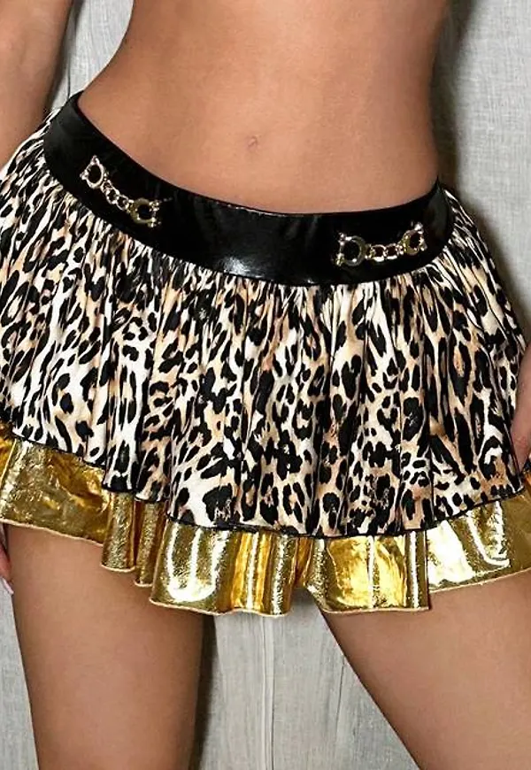 Shein Low Waist Leopard Print Splice Mini Skirt