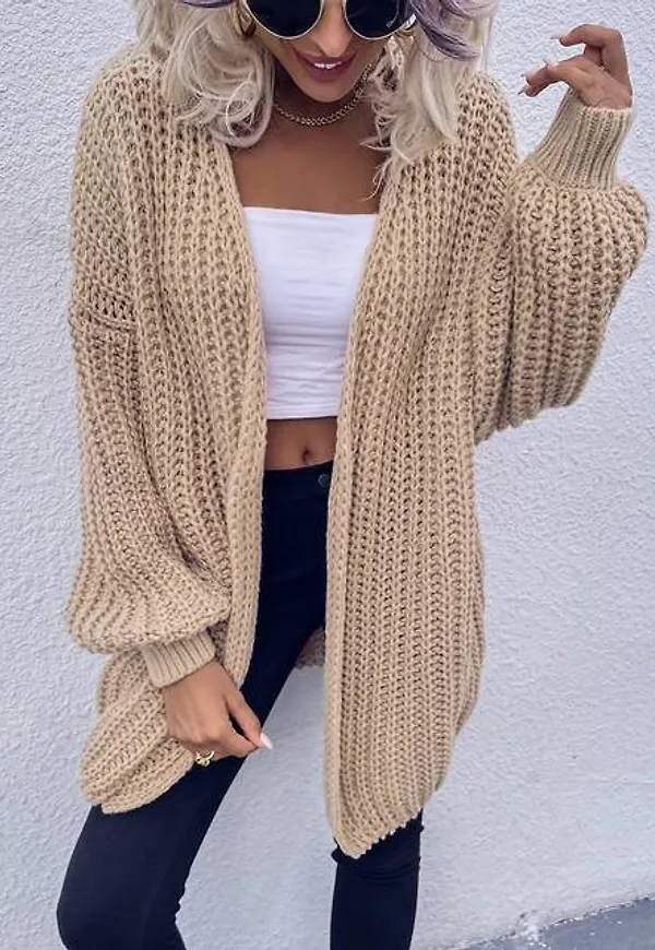 Shein LUNE Chunky Knit Drop Shoulder Cardigan