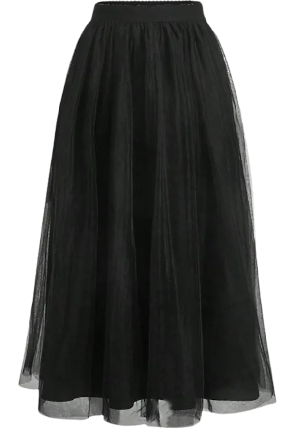 Shein MOD Solid Mesh Overlay Skirt
