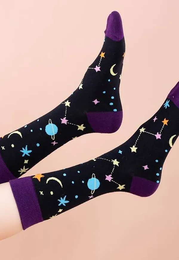 Shein Moon & Star Print Crew Socks