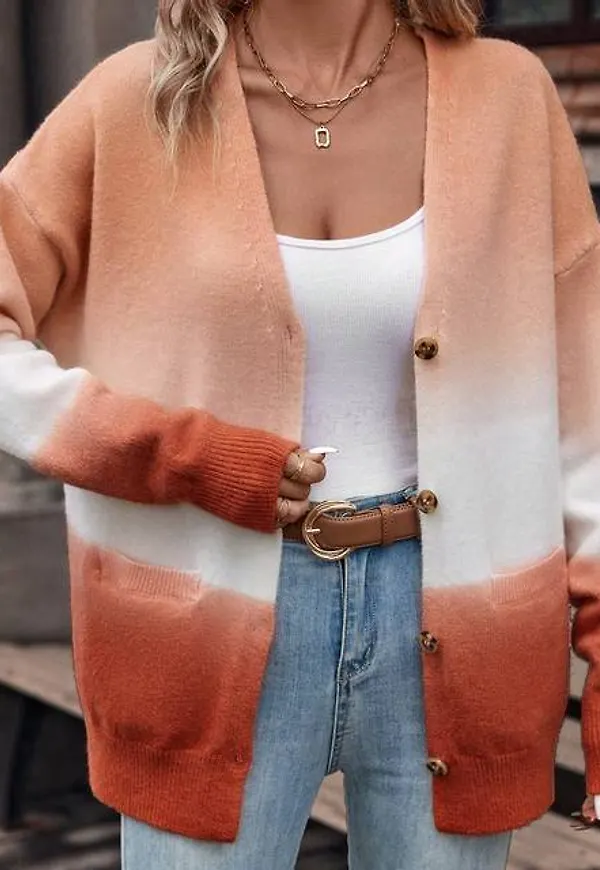 Shein Ombre Drop Shoulder Button Front Cardigan
