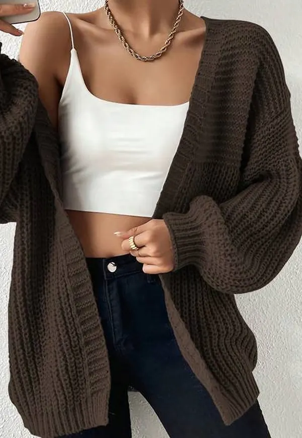 Shein Open Front Drop Shoulder Cardigan